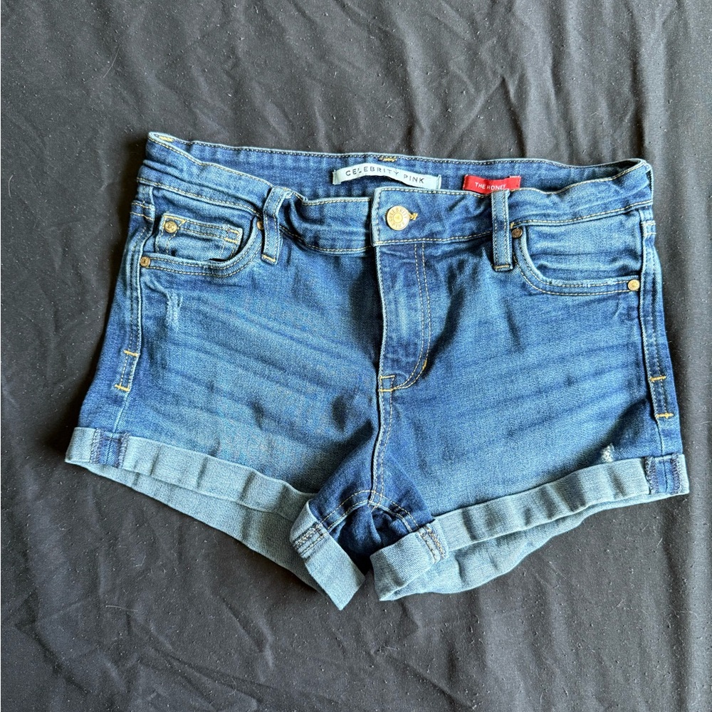 Celebrity Pink Blue Jean Shorts with Rolled Hems